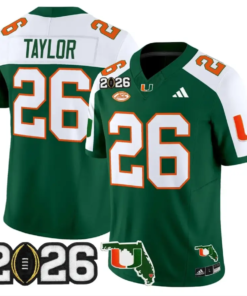 Sean Taylor Jersey #26 Miami Hurricanes 2026 CFP Final Patch Stitched by My Store NCAA Football Jerseys
