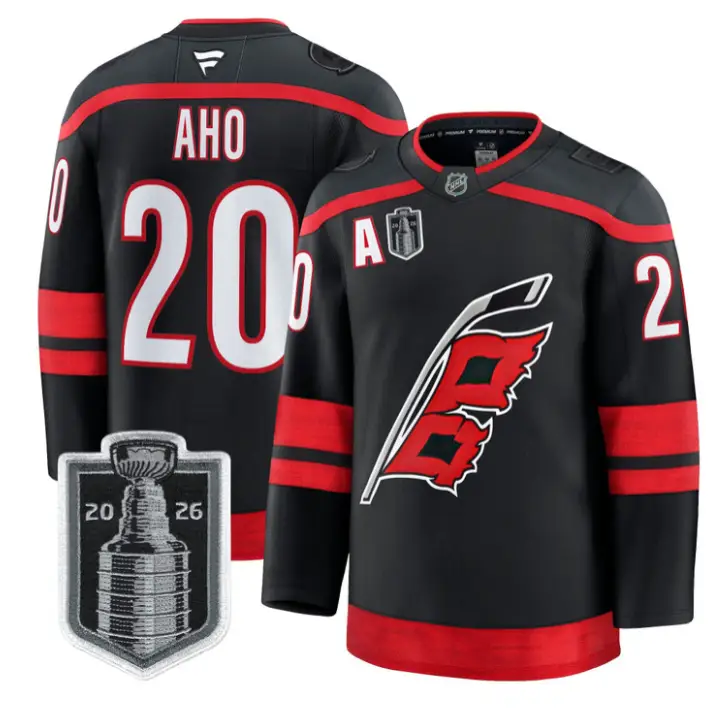 Sebastian Aho Jersey #20 Carolina Hurricanes 2026 Stanley Cup Patch Stitched by Hockey David