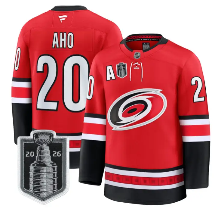 Sebastian Aho Jersey #20 Carolina Hurricanes 2026 Stanley Cup Patch Stitched by Hockey David