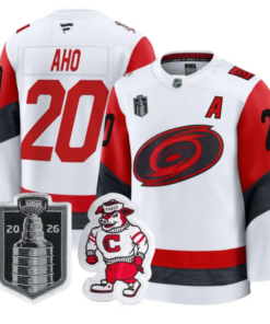 Sebastian Aho Jersey #20 Carolina Hurricanes 2026 Stanley Cup Patch Stitched by Hockey David