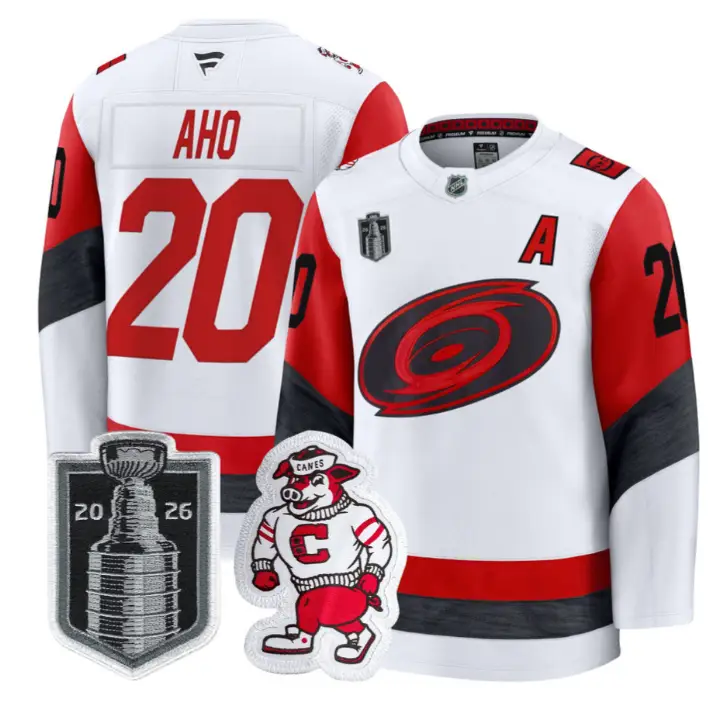 Sebastian Aho Jersey #20 Carolina Hurricanes 2026 Stanley Cup Patch Stitched by Hockey David
