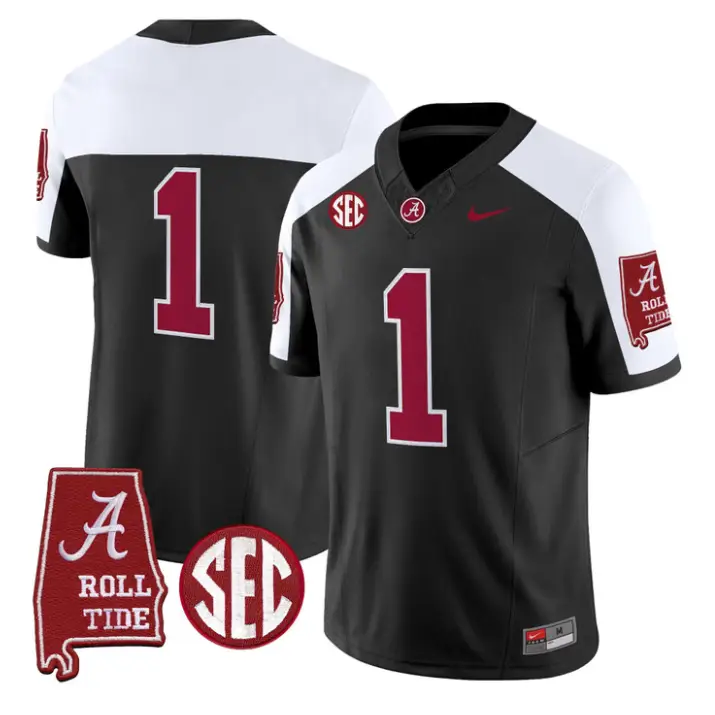 Team Jersey #1 Alabama Crimson 2026 SEC Patch Stitched by My Store NCAA Football Jerseys