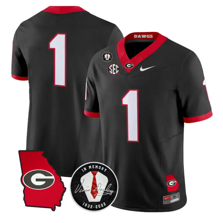 Team Jersey #1 Georgia Bulldogs 2026 Vince Dooley Patch Stitched by My Store NCAA Football Jerseys