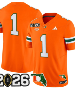 Team Jersey #1 Miami Hurricanes 2026 CFP Final Patch Stitched by My Store NCAA Football Jerseys