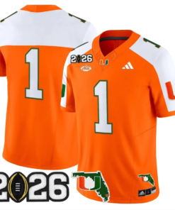 Team Jersey #1 Miami Hurricanes 2026 CFP Final Patch Stitched by My Store NCAA Football Jerseys