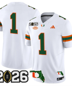 Team Jersey #1 Miami Hurricanes 2026 CFP Final Patch Stitched by My Store NCAA Football Jerseys