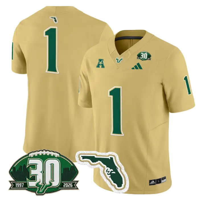 Team Jersey #1 South Florida Bulls 30th Patch Limited Stitched by My Store NCAA Football Jerseys