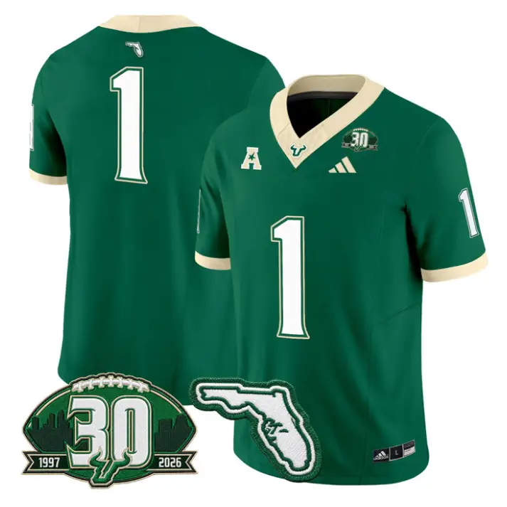 Team Jersey #1 South Florida Bulls 30th Patch Limited Stitched by My Store NCAA Football Jerseys