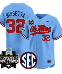 Tristan Bissetta Jersey #32 Ole Miss 2026 World Series Vapor Stitched by My Store
