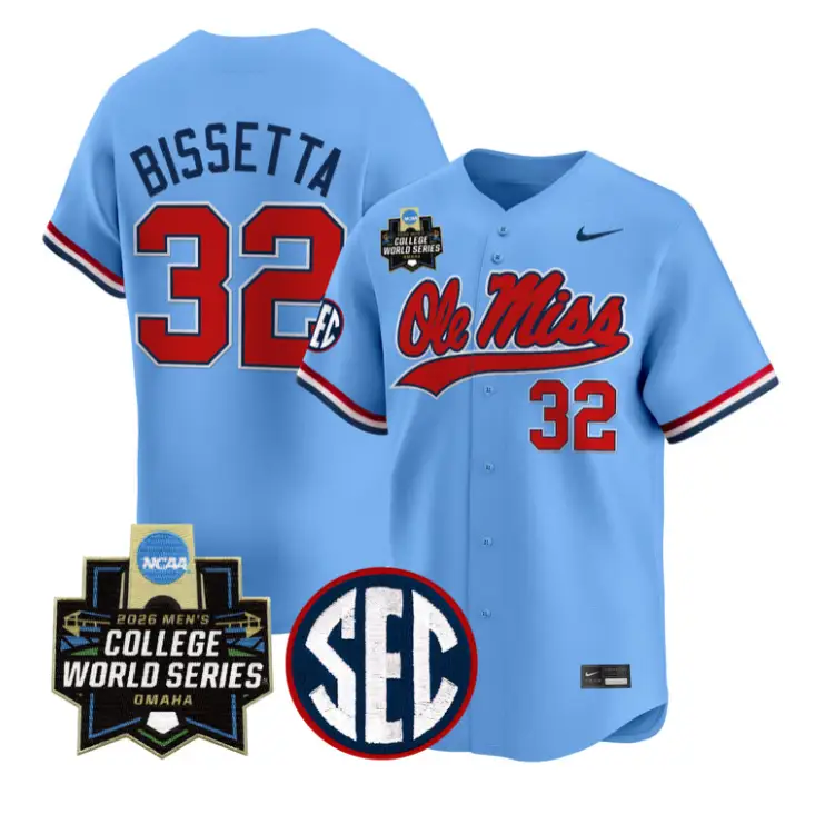 Tristan Bissetta Jersey #32 Ole Miss 2026 World Series Vapor Stitched by My Store