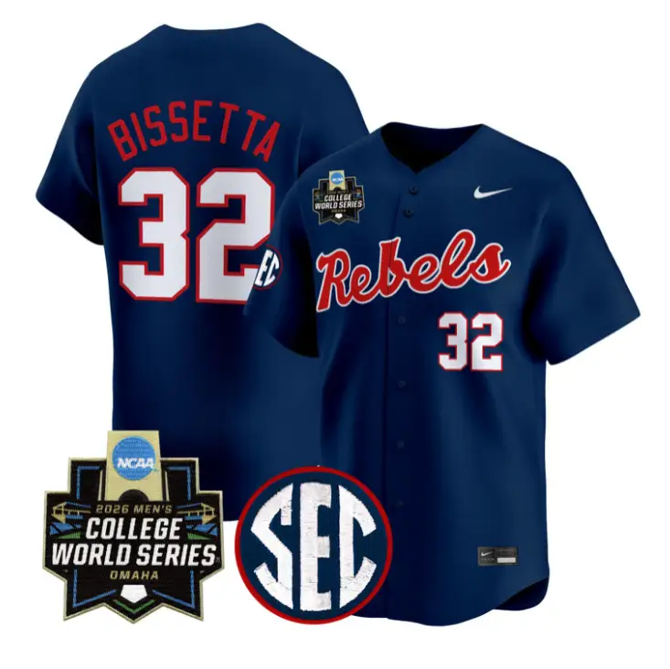 Tristan Bissetta Jersey #32 Ole Miss 2026 World Series Vapor Stitched by My Store