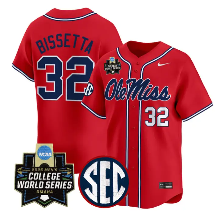 Tristan Bissetta Jersey #32 Ole Miss 2026 World Series Vapor Stitched by My Store