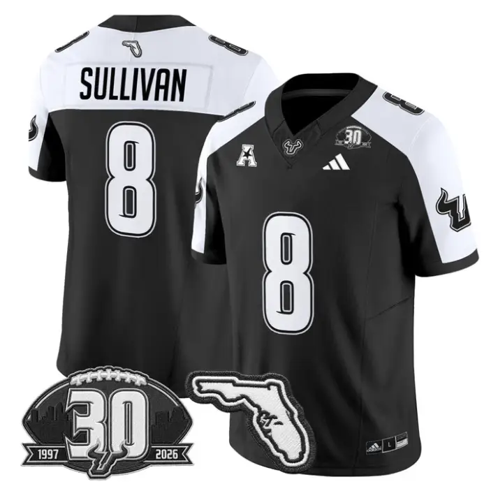 Wyatt Sullivan Jersey #8 South Florida Bulls 30th Patch Limited Stitched by My Store NCAA Football Jerseys