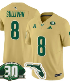 Wyatt Sullivan Jersey #8 South Florida Bulls 30th Patch Limited Stitched by My Store NCAA Football Jerseys