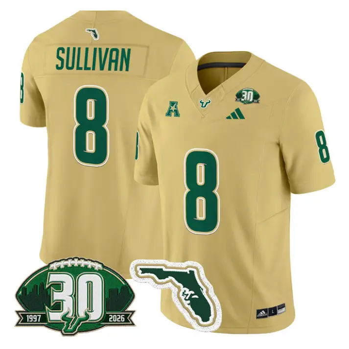 Wyatt Sullivan Jersey #8 South Florida Bulls 30th Patch Limited Stitched by My Store NCAA Football Jerseys