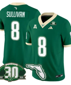 Wyatt Sullivan Jersey #8 South Florida Bulls 30th Patch Limited Stitched by My Store NCAA Football Jerseys