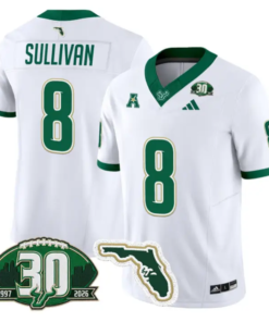 Wyatt Sullivan Jersey #8 South Florida Bulls 30th Patch Limited Stitched by My Store NCAA Football Jerseys
