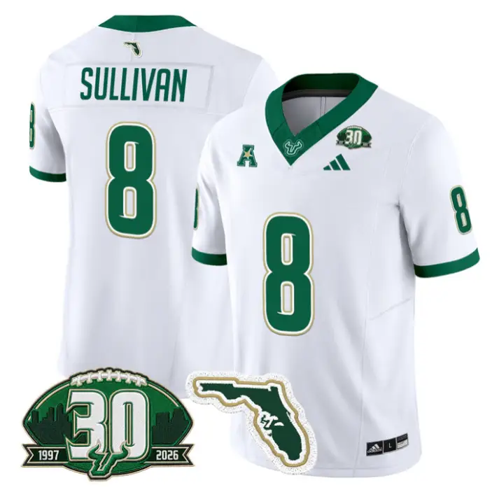 Wyatt Sullivan Jersey #8 South Florida Bulls 30th Patch Limited Stitched by My Store NCAA Football Jerseys