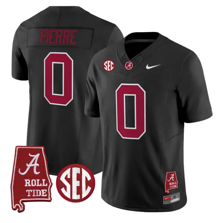 Yhonzae Pierre Jersey #0 Alabama Crimson 2026 SEC Patch Stitched by My Store NCAA Football Jerseys