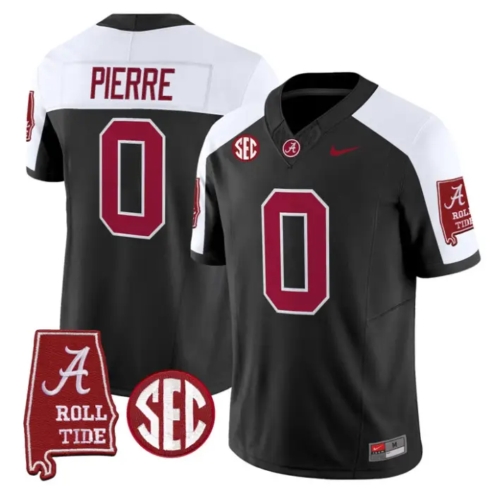 Yhonzae Pierre Jersey #0 Alabama Crimson 2026 SEC Patch Stitched by My Store NCAA Football Jerseys