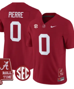 Yhonzae Pierre Jersey #0 Alabama Crimson 2026 SEC Patch Stitched by My Store NCAA Football Jerseys