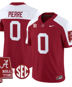 Yhonzae Pierre Jersey #0 Alabama Crimson 2026 SEC Patch Stitched by My Store NCAA Football Jerseys