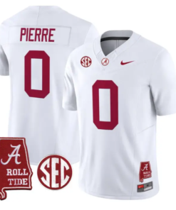Yhonzae Pierre Jersey #0 Alabama Crimson 2026 SEC Patch Stitched by My Store NCAA Football Jerseys