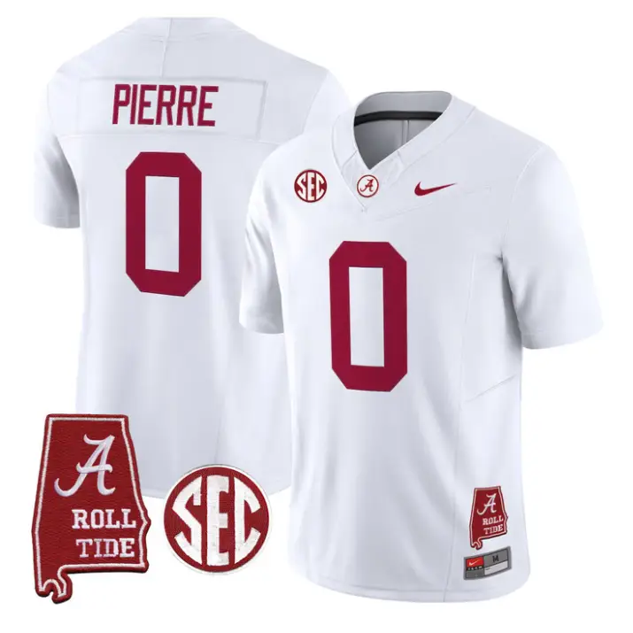 Yhonzae Pierre Jersey #0 Alabama Crimson 2026 SEC Patch Stitched by My Store NCAA Football Jerseys