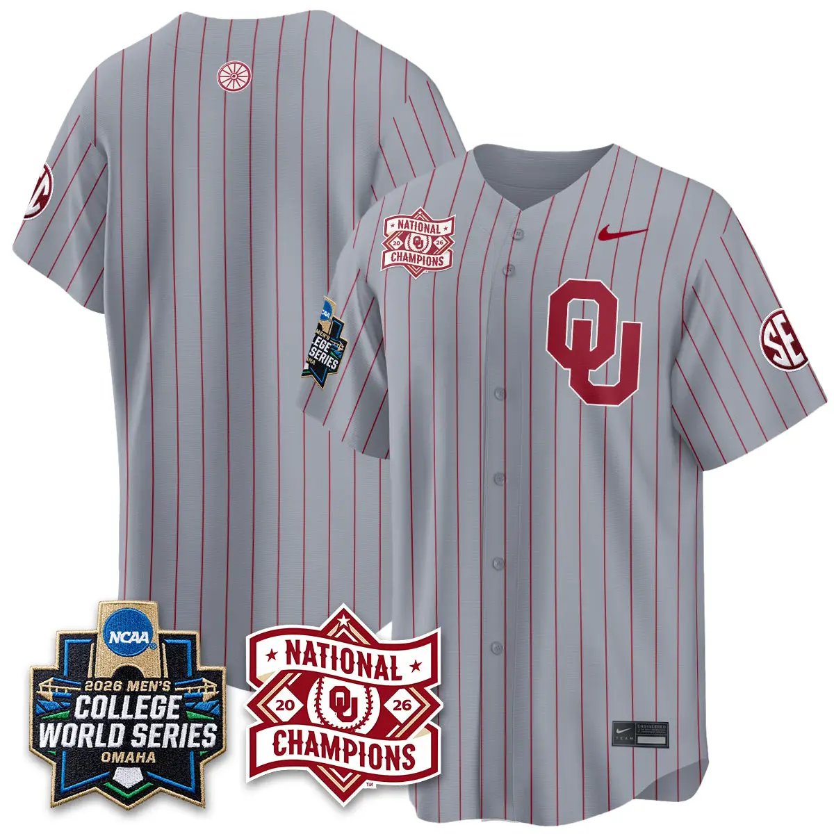 Oklahoma Sooners 2026 NCAA Baseball College World Series Champions Vapor Jersey - Stitched by Oklahoma Sooners