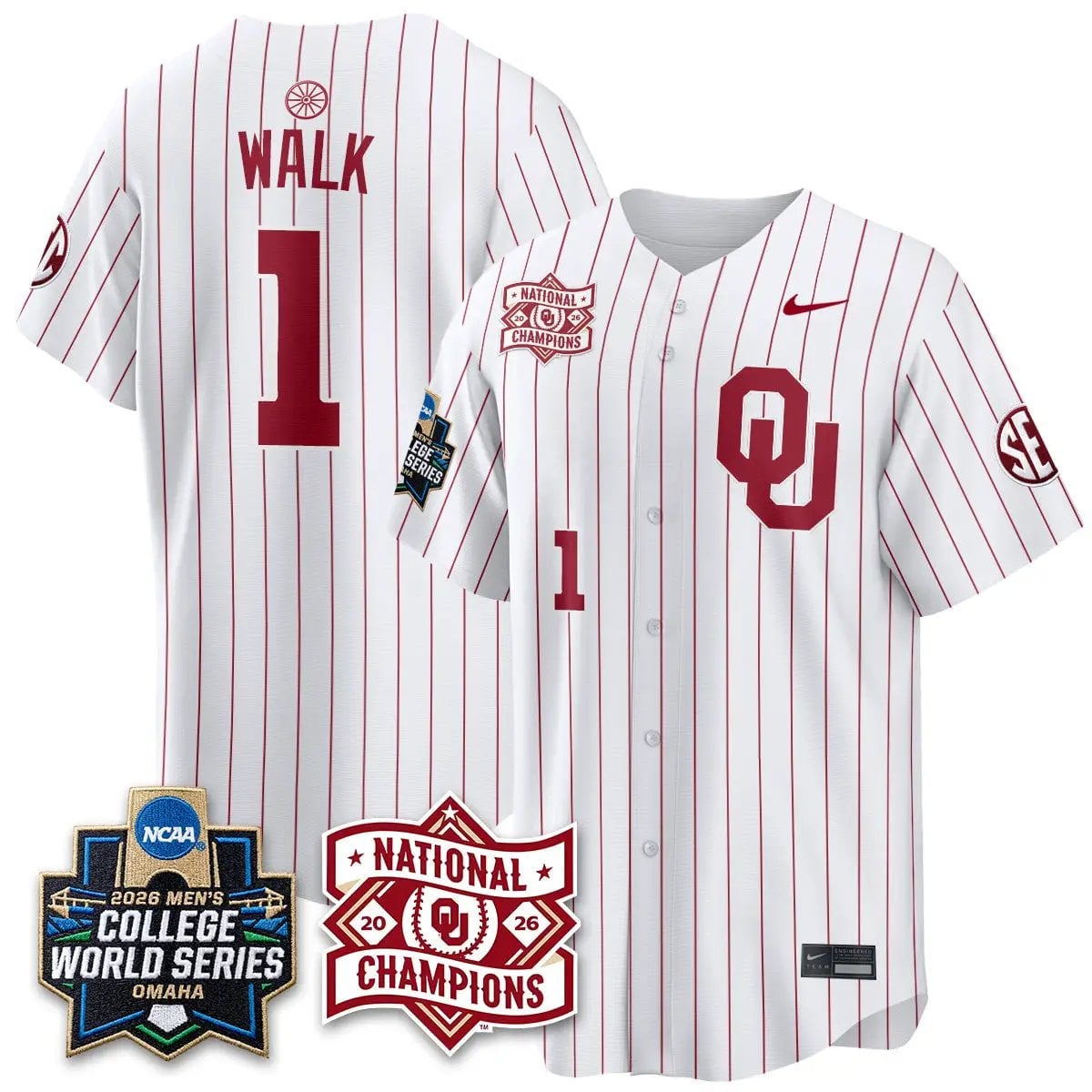Oklahoma Sooners 2026 NCAA Baseball College World Series Champions Vapor Jersey - Stitched by Oklahoma Sooners