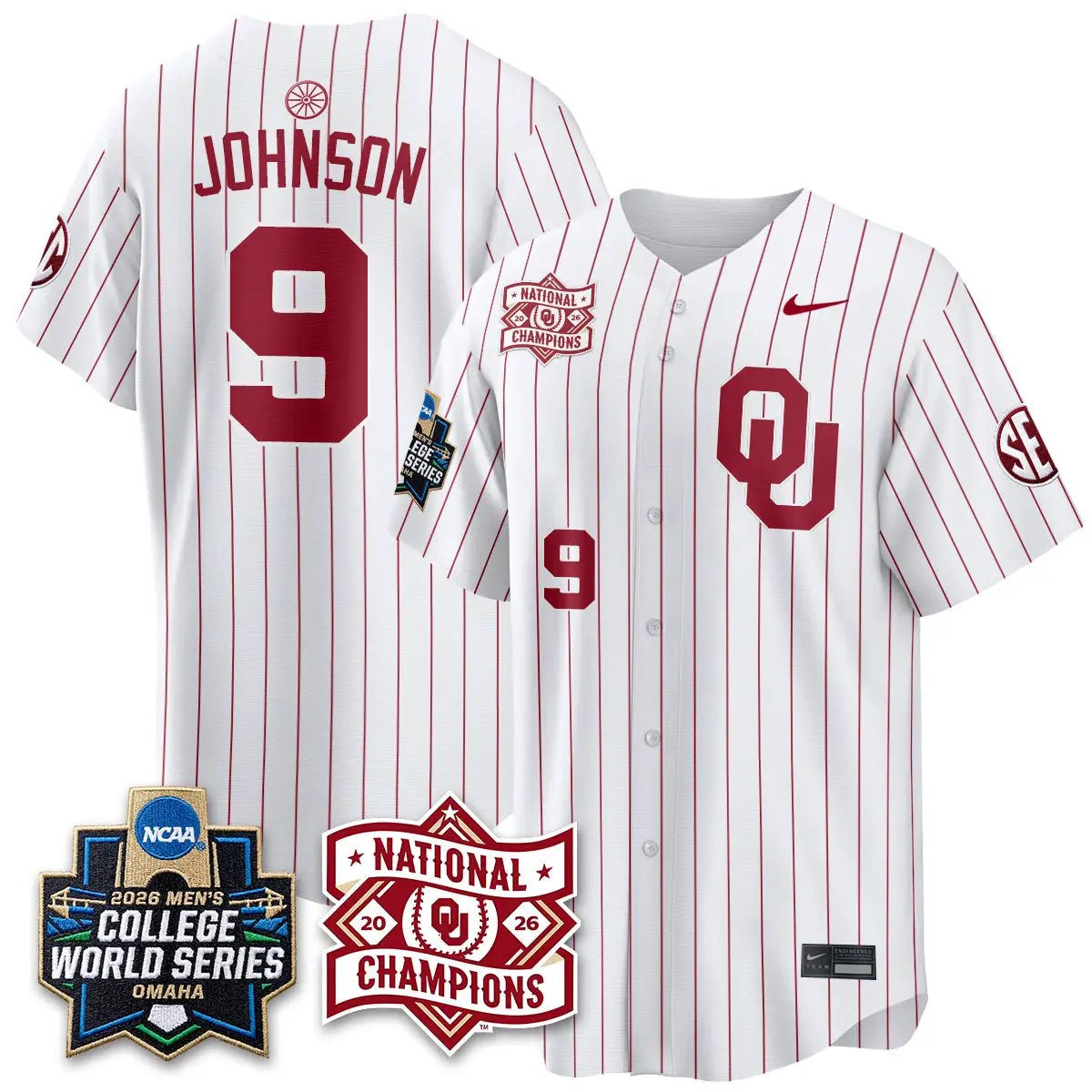 Oklahoma Sooners 2026 NCAA Baseball College World Series Champions Vapor Jersey - Stitched by Oklahoma Sooners