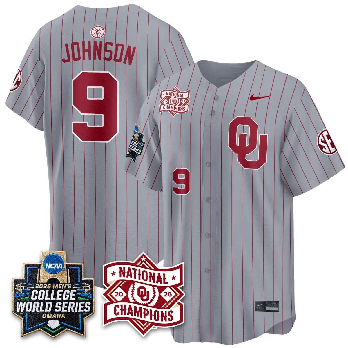 Oklahoma Sooners 2026 NCAA Baseball College World Series Champions Vapor Jersey - Stitched by Oklahoma Sooners