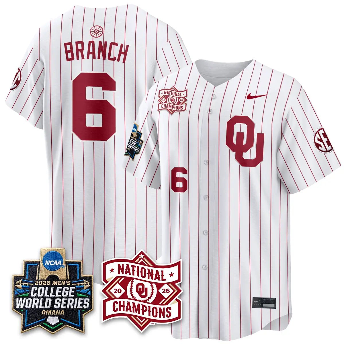 Oklahoma Sooners 2026 NCAA Baseball College World Series Champions Vapor Jersey - Stitched by Oklahoma Sooners