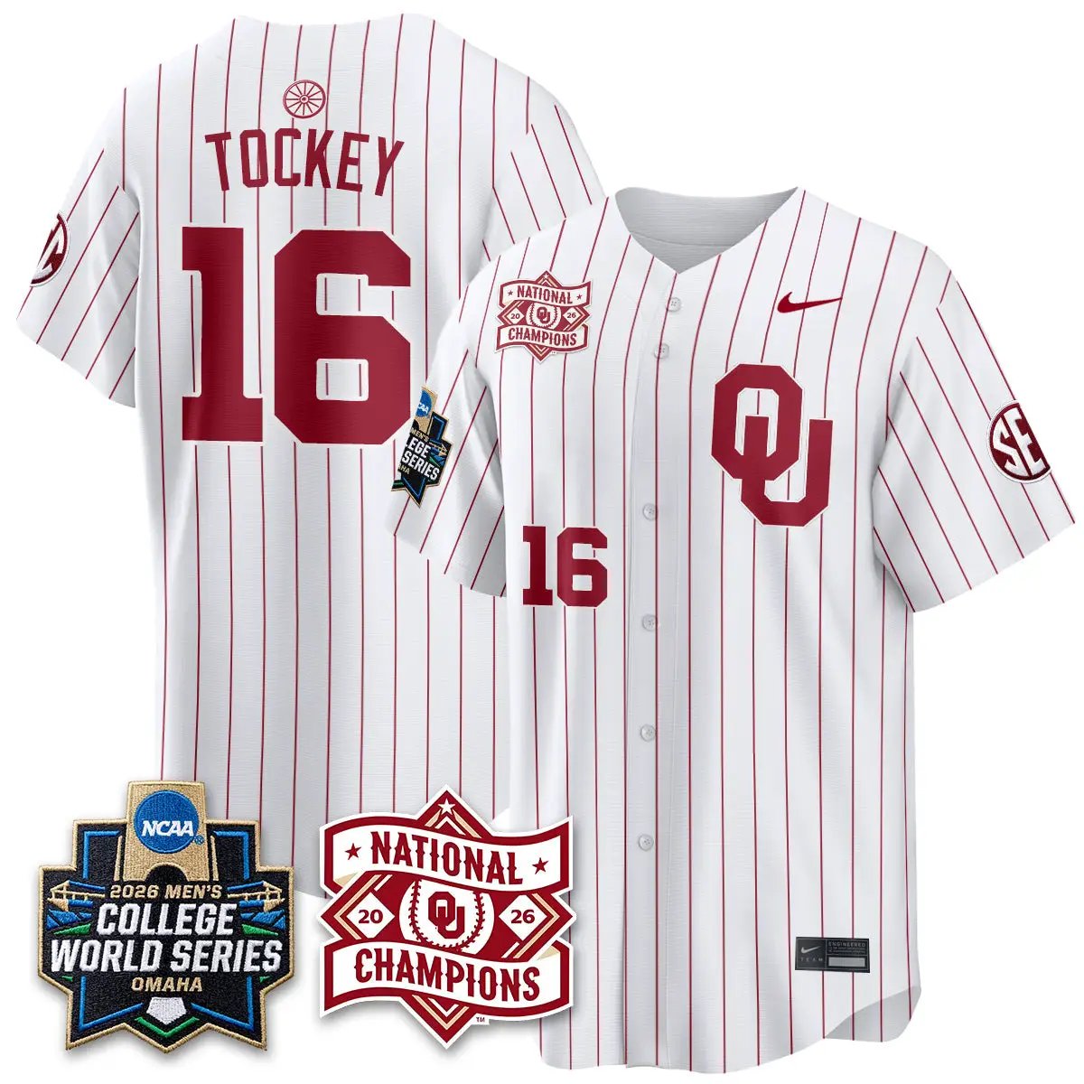 Oklahoma Sooners 2026 NCAA Baseball College World Series Champions Vapor Jersey - Stitched by Oklahoma Sooners