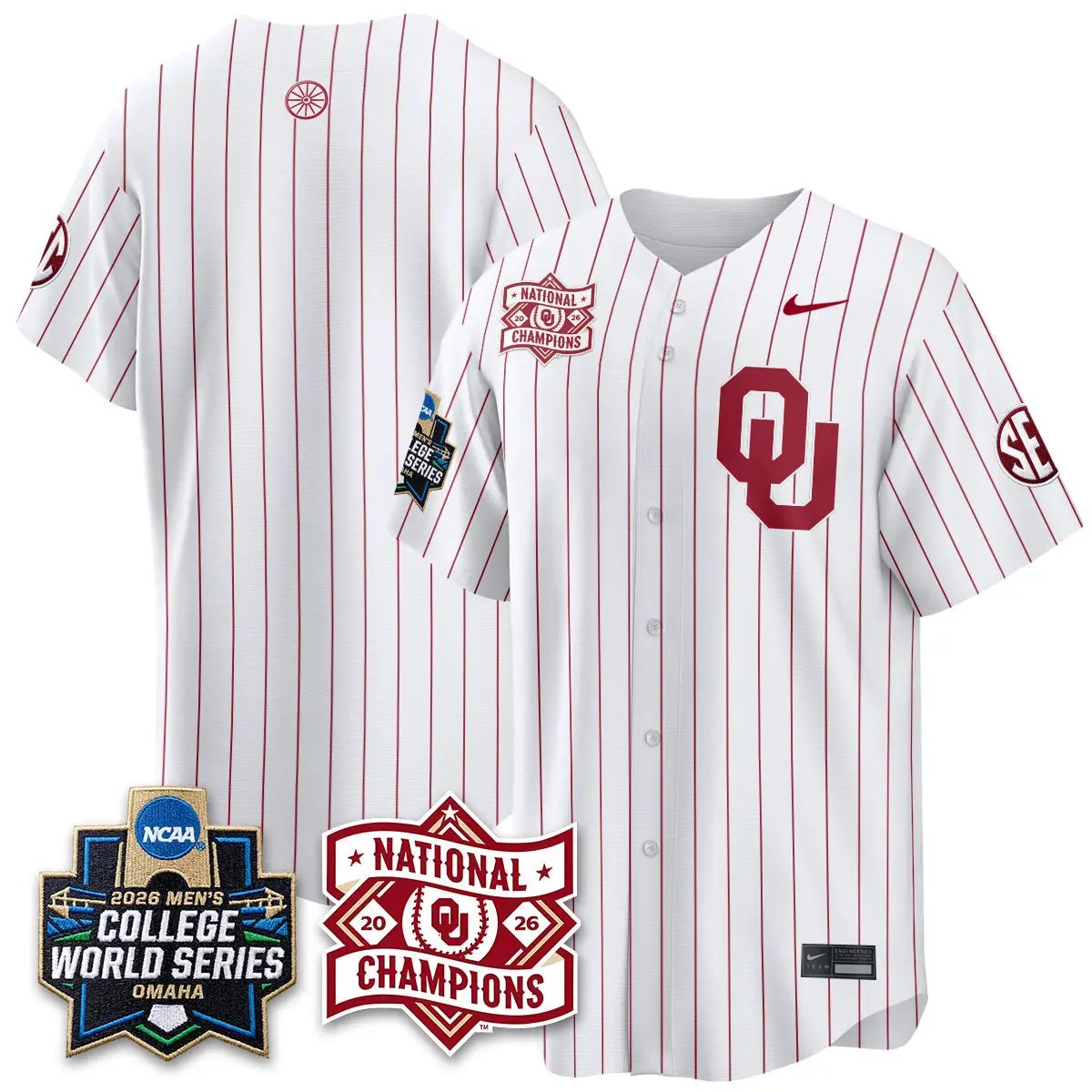 Oklahoma Sooners 2026 NCAA Baseball College World Series Champions Vapor Jersey - Stitched by Oklahoma Sooners