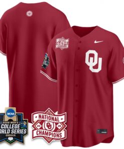 Oklahoma Sooners 2026 NCAA Baseball College World Series Champions Vapor Jersey - Stitched by Oklahoma Sooners