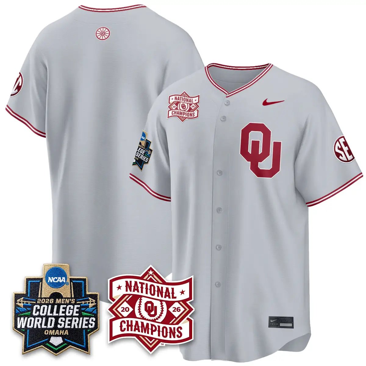 Oklahoma Sooners 2026 NCAA Baseball College World Series Champions Vapor Jersey - Stitched by Oklahoma Sooners