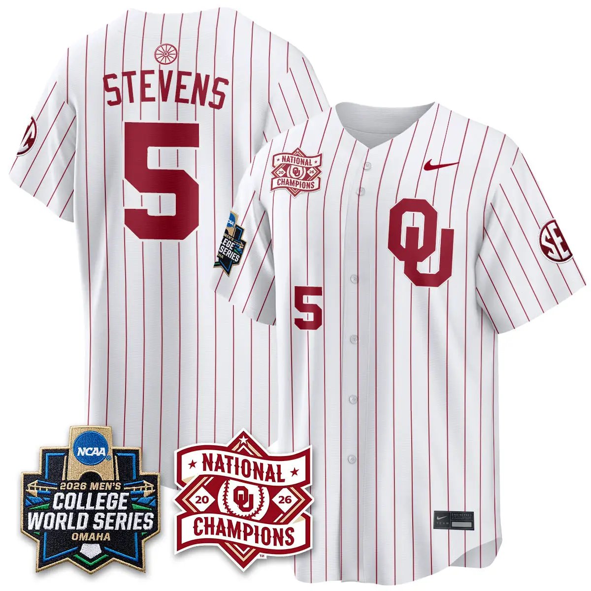 Oklahoma Sooners 2026 NCAA Baseball College World Series Champions Vapor Jersey - Stitched by Oklahoma Sooners