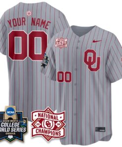 Oklahoma Sooners 2026 NCAA Baseball College World Series Champions Vapor Custom Jersey - Stitched by Oklahoma Sooners
