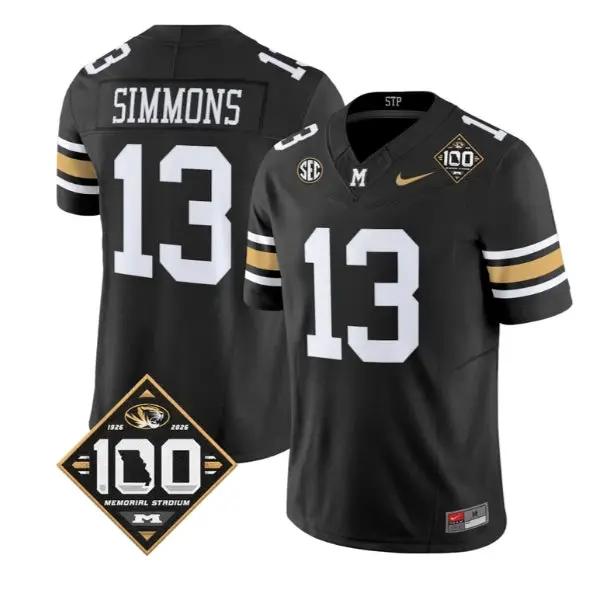 Austin Simmons Jersey #13 Missouri Tigers 100th Anniversary 2026 Edition Stitched by My Store NCAA Football Jerseys