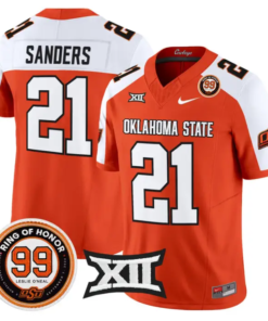 Barry Sanders Jersey #21 Oklahoma State 2026 Leslie O'neal Stitched by My Store NCAA Football Jerseys