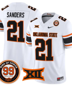 Barry Sanders Jersey #21 Oklahoma State 2026 Leslie O'neal Stitched by My Store NCAA Football Jerseys