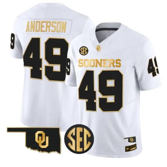 Ben Anderson #49 Oklahoma Sooners Jersey 2026 Limited All Stitched by My Store NCAA Football Jerseys