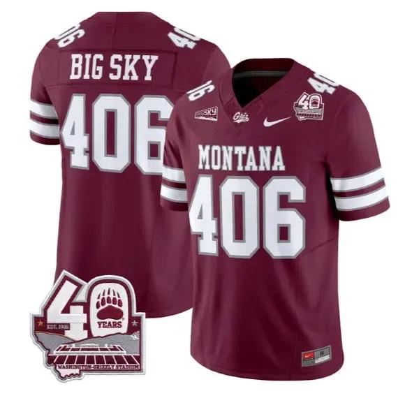 Big Sky Jersey #406 Montana Grizzlies 2026-40th Anniversary Stitched by My Store NCAA Football Jerseys