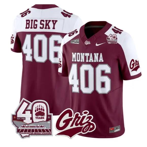 Big Sky Jersey #406 Montana Grizzlies 2026-40th Anniversary Stitched by My Store NCAA Football Jerseys