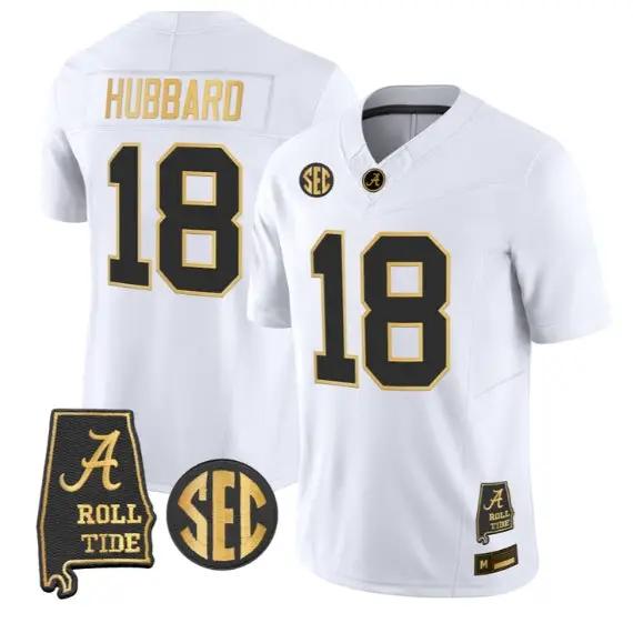 Bray Hubbard #18 Alabama Crimson Tide Jersey 2026 Alabama Map Stitched by My Store NCAA Football Jerseys