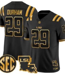 Caden Durham #29 LSU Tigers 2026 Louisiana Patch Gold Vapor Stitched by My Store NCAA Football Jerseys