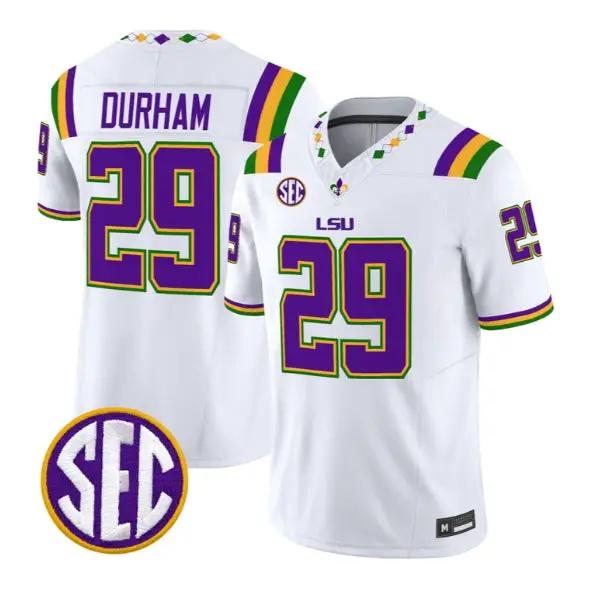 Caden Durham #29 LSU Tigers Jersey 2026 Mardi Gras Edition All Stitched by My Store NCAA Football Jerseys