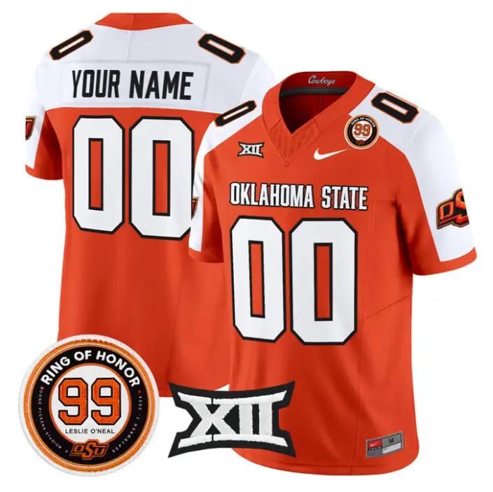 Custom Oklahoma State Cowboys Jersey 2026 Leslie O'neal Patch Stitched by My Store NCAA Football Jerseys
