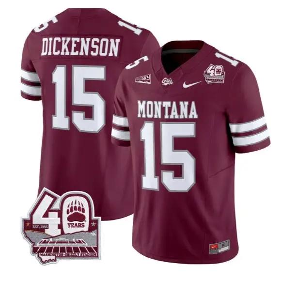 Dave Dickenson Jersey #15 Montana Grizzlies 2026 Limited Stitched by My Store NCAA Football Jerseys